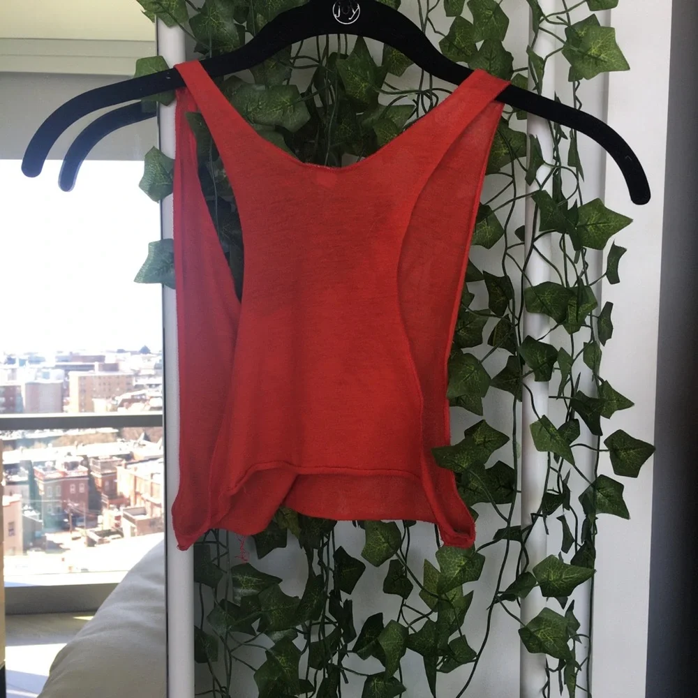 Red Racerback Muscle Crop Top - Picture 4 of 6